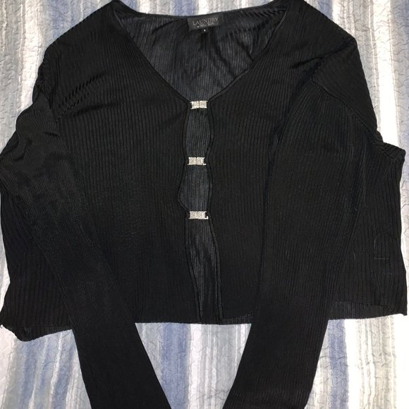 LAUNDRY BLACK CARDIGAN XL WITH BLING - Picture 2 of 3